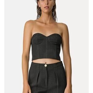 Forte Forte Chic Waffle Sweetheart Bustier Top in Black 0 XS